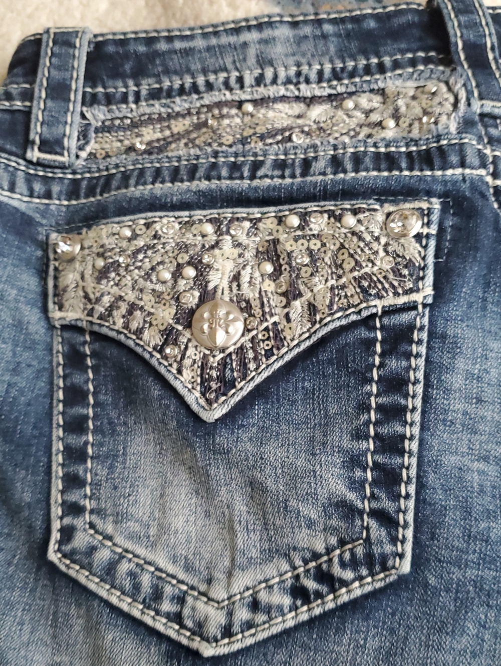 Miss Me Embellished Blue Denim Jeans Signature Slim - Picture 9 of 9
